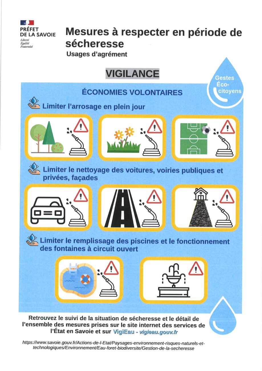 Passage en situation « vigilance » sécheresse de la Savoie