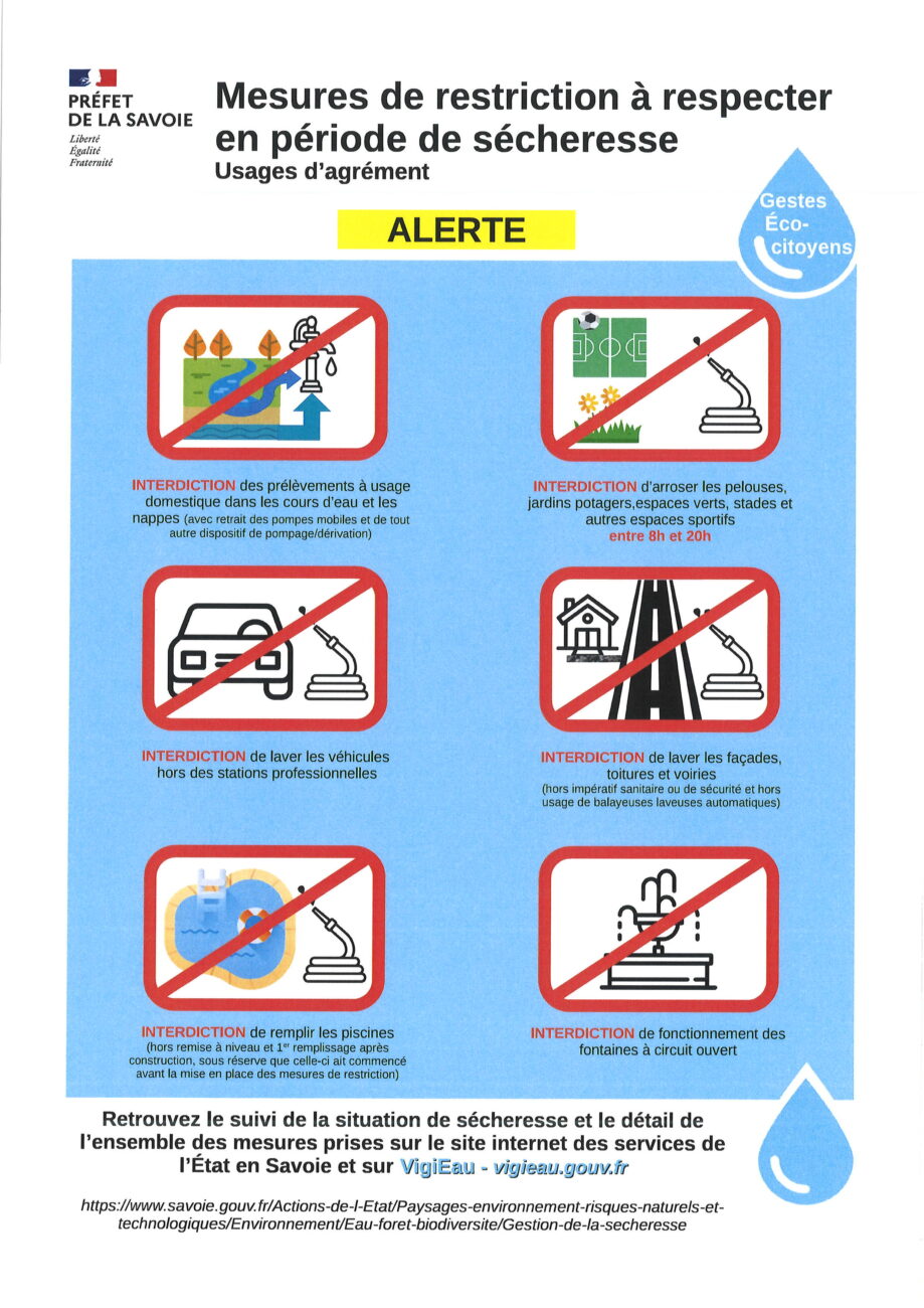 Passage en situation « Alerte » sécheresse de la Savoie