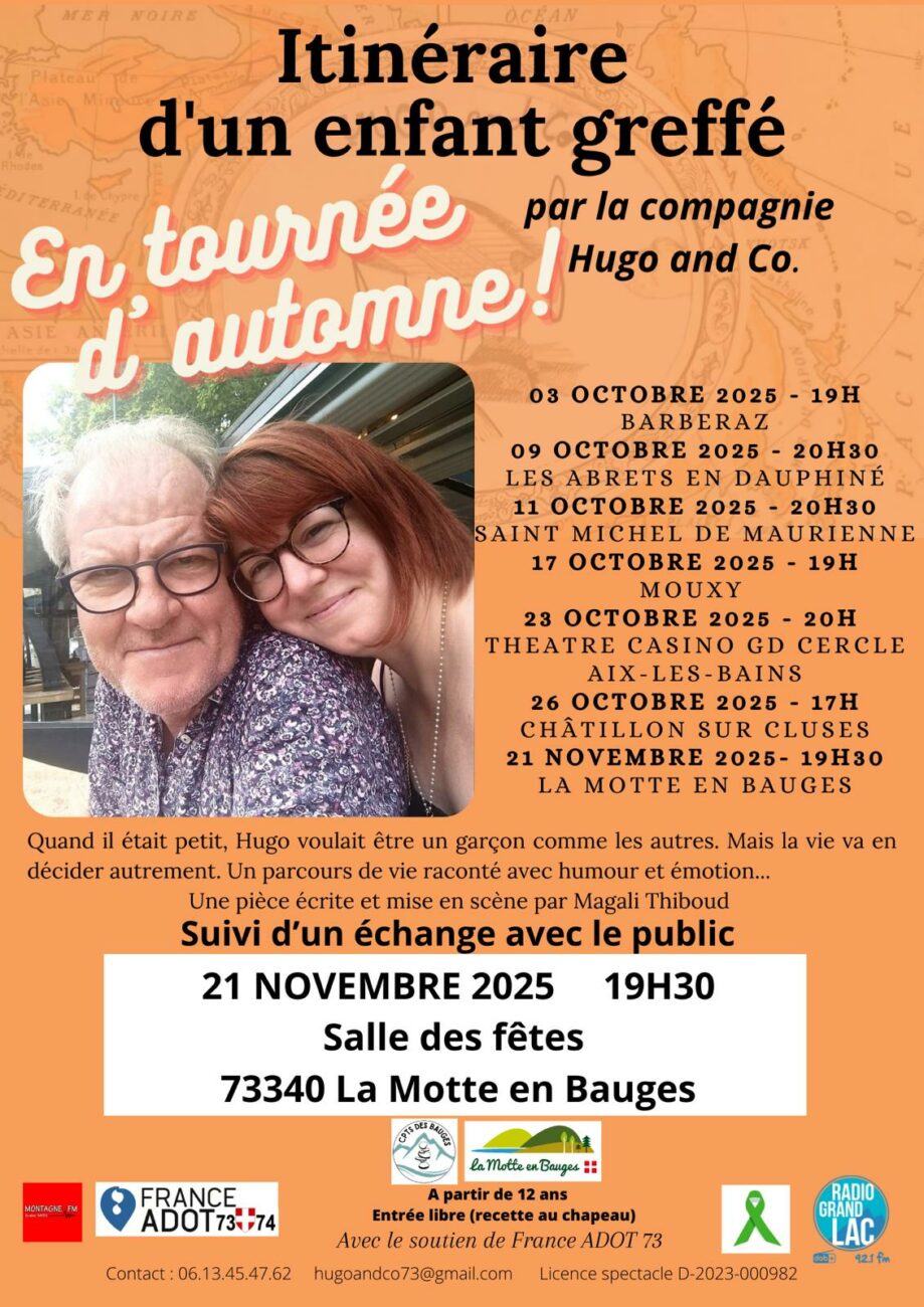 Théâtre : « Itinéraire d’un enfant greffé » – Vendredi 21 Novembre à 19H30