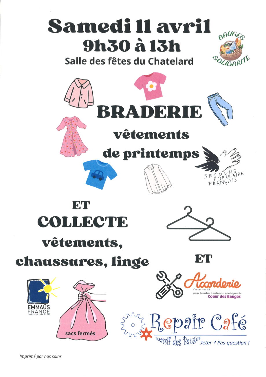 Bauges Solidarité – Braderie de printemps le samedi 11 avril 2026