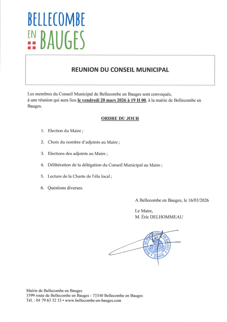 Ordre du jour du conseil municipal du 20 mars 2026
