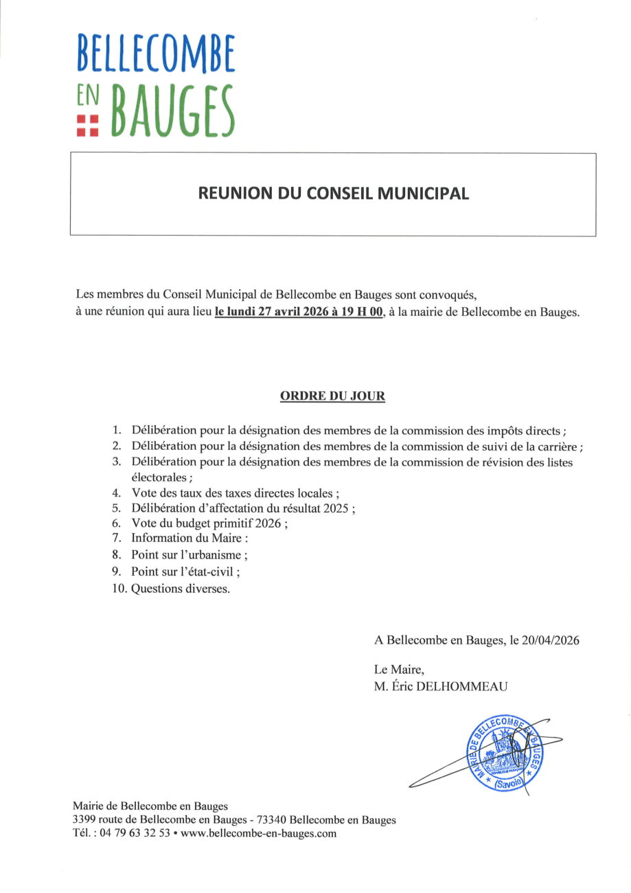 Ordre du jour du conseil municipal du 27 avril 2026