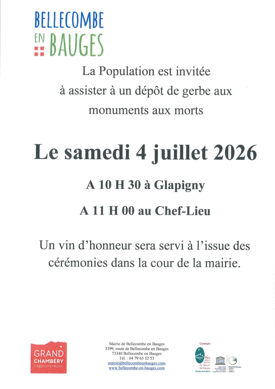 Samedi 4 juillet 2026 : Cérémonies de commémoration du 4 juillet 1944