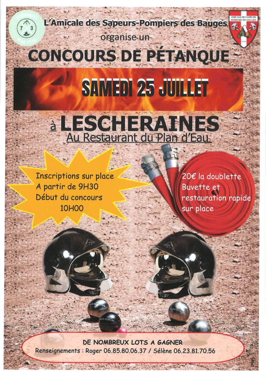 Amicale des Sapeurs-Pompiers des Bauges / Concours de Pétanque Lescheraines / Samedi 25 juillet 2026