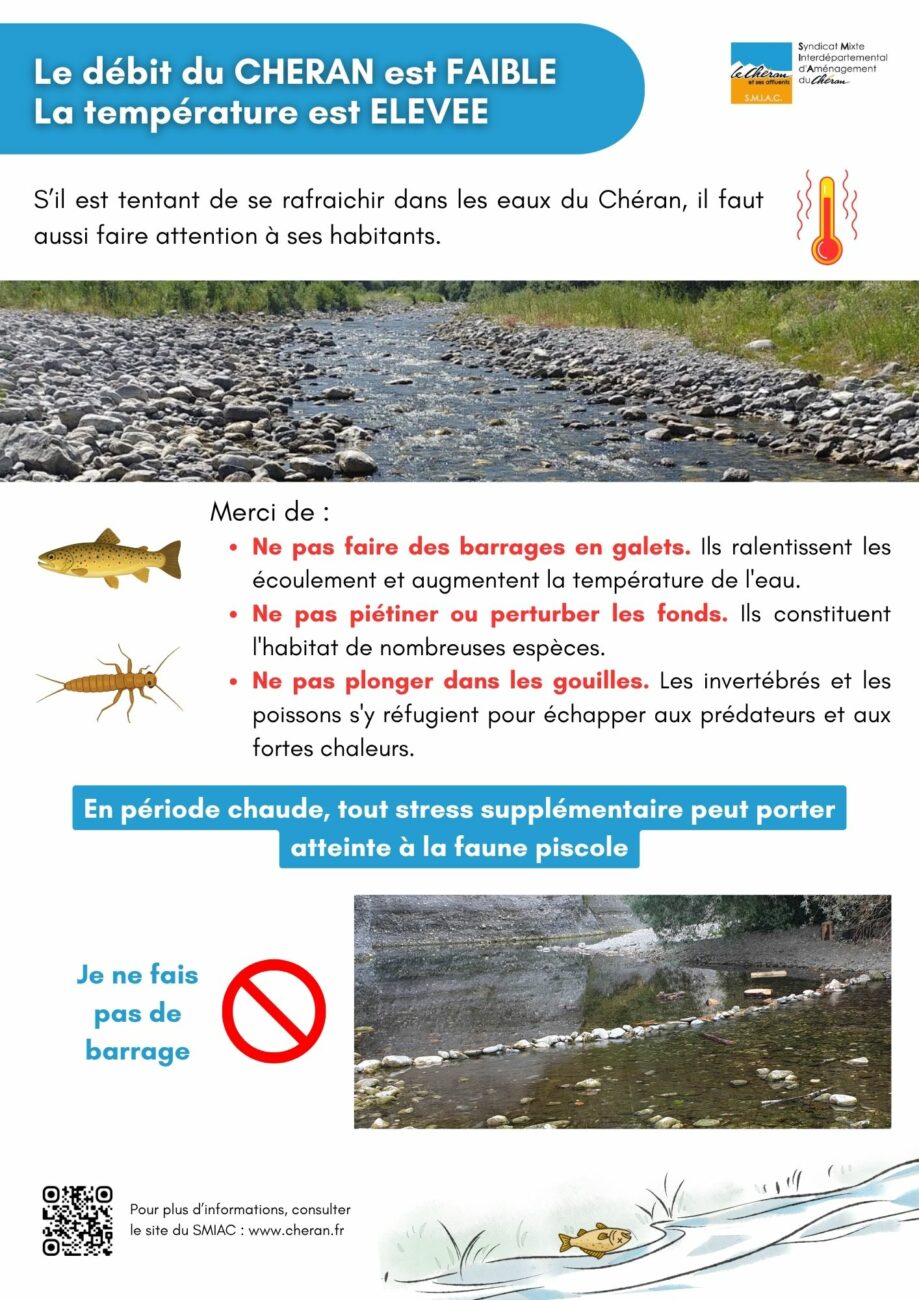 COMMUNICATION SMIAC : Prévention et sensibilisation à la baignade en rivière en période de basses eaux
