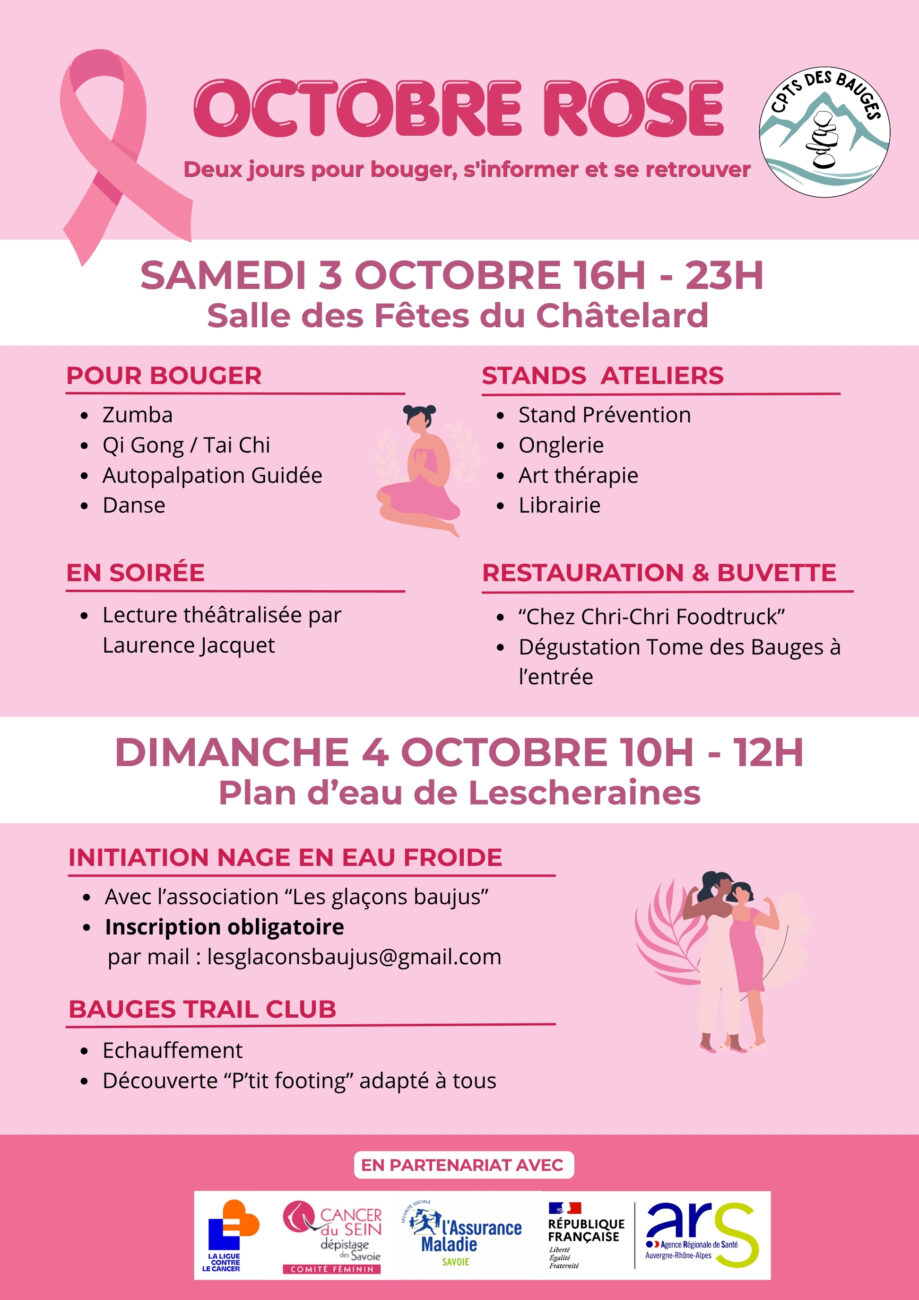 OCTOBRE ROSE dans les Bauges : le Samedi 3 et Dimanche 4 Octobre – CPTS des Bauges