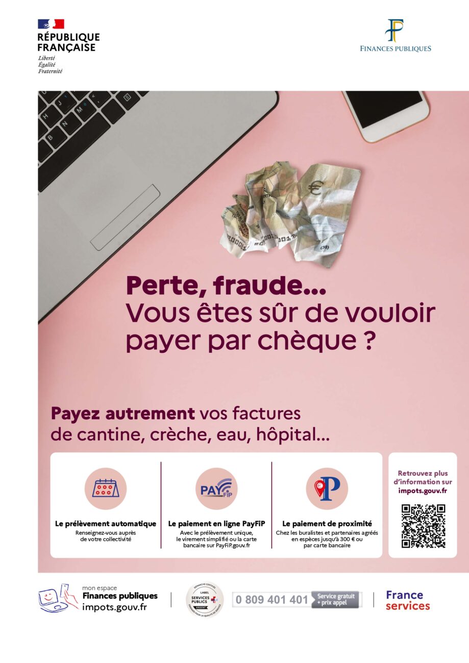 Fin progressive des encaissements par chèque à la Direction générale des Finances publiques – DGFIP